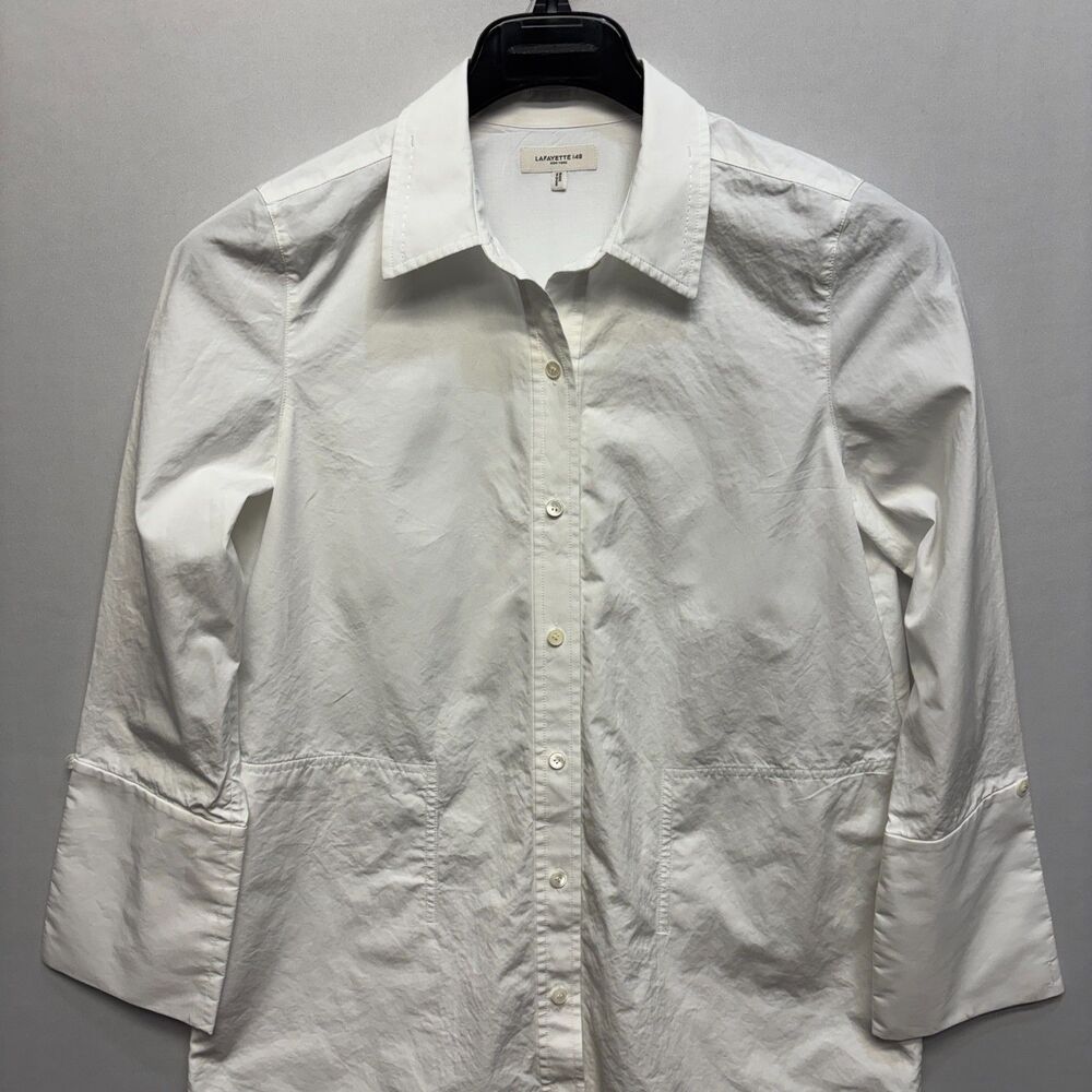 Lafayette 148 New York Women Blouse Top Button Shirt Size Small Cotton D097 -12 - Picture 8 of 15